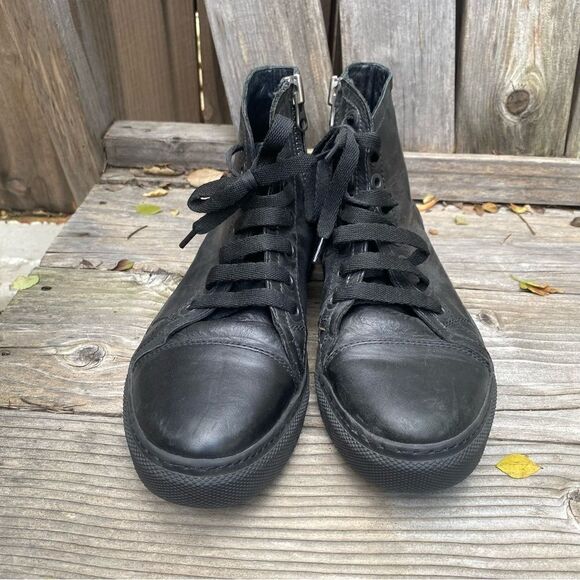 Anine Bing High Top Leather Sneakers in Black size EU37 - Picture 4 of 15